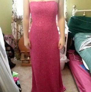 Pink prom dress with sequins and jewels
